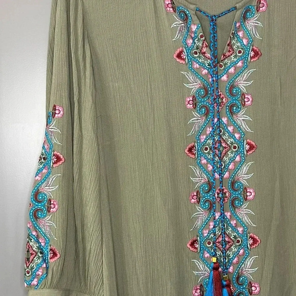 Soft Surrondings Sicily Gauze Embroidered Maxi Dress Size Large - Picture 3 of 6